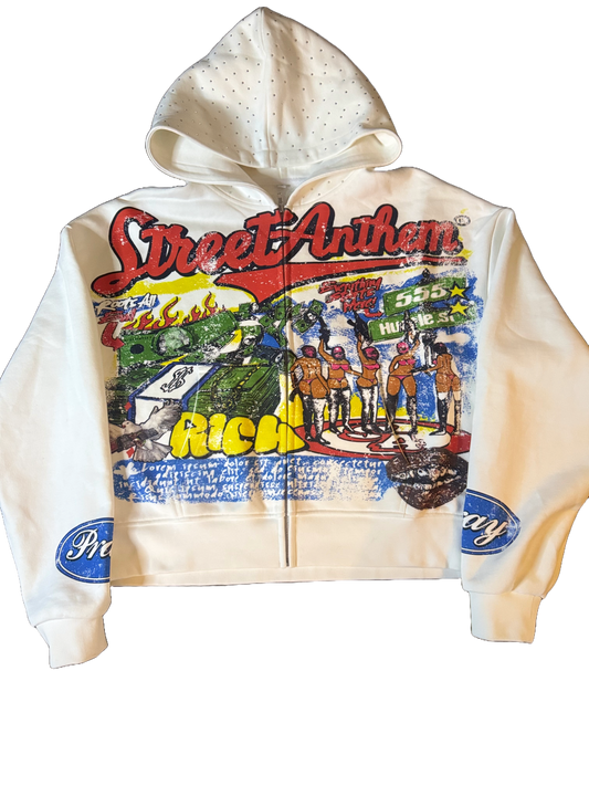 white gone to far zip-up