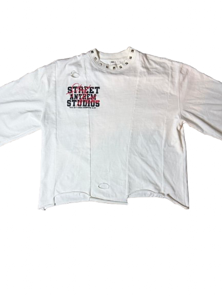 white uneven t shirt