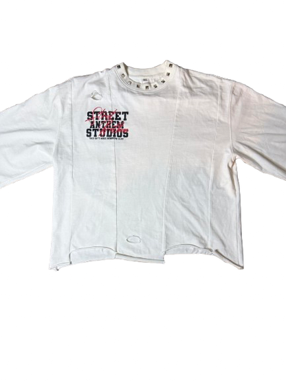 white uneven t shirt